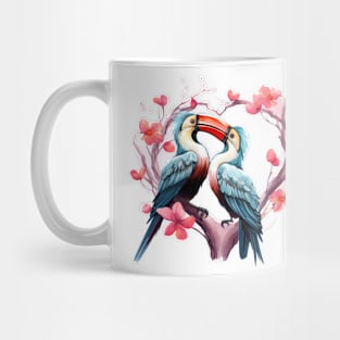 Valentine Kissing Hornbill Bird Couple Mug